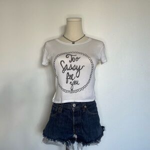 White Brandy Melville “Too sassy for you” T-shirt